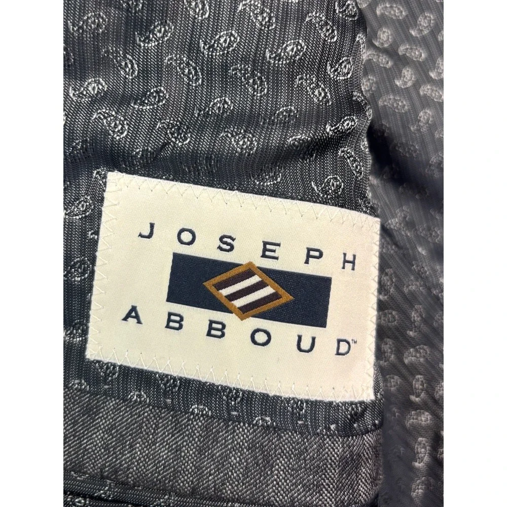 Joseph Abboud 40S 34x30 Gray Herringbone 3pc Pant Suit Italian Flannel Wool